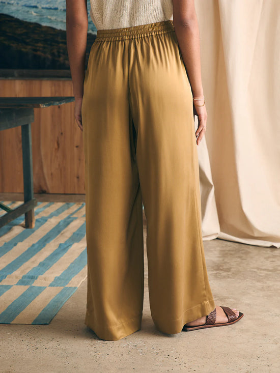 Back view of Faherty's Sandwashed Silk Gemma Pant in the color Antique Bronze