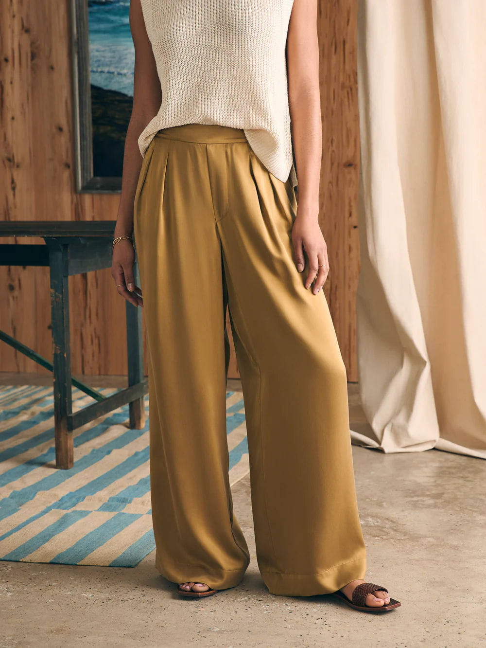 Faherty's Sandwashed Silk Gemma Pant in the color Antique Bronze