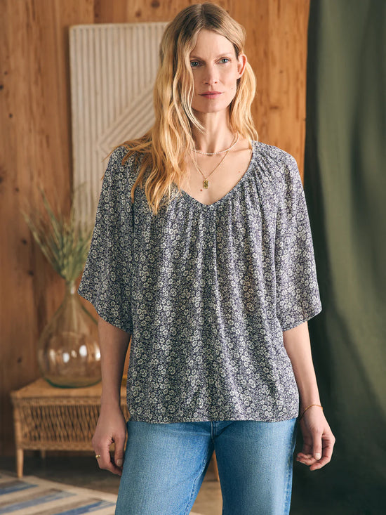 Faherty's Amira Top in the color Riverton Ditsy Floral