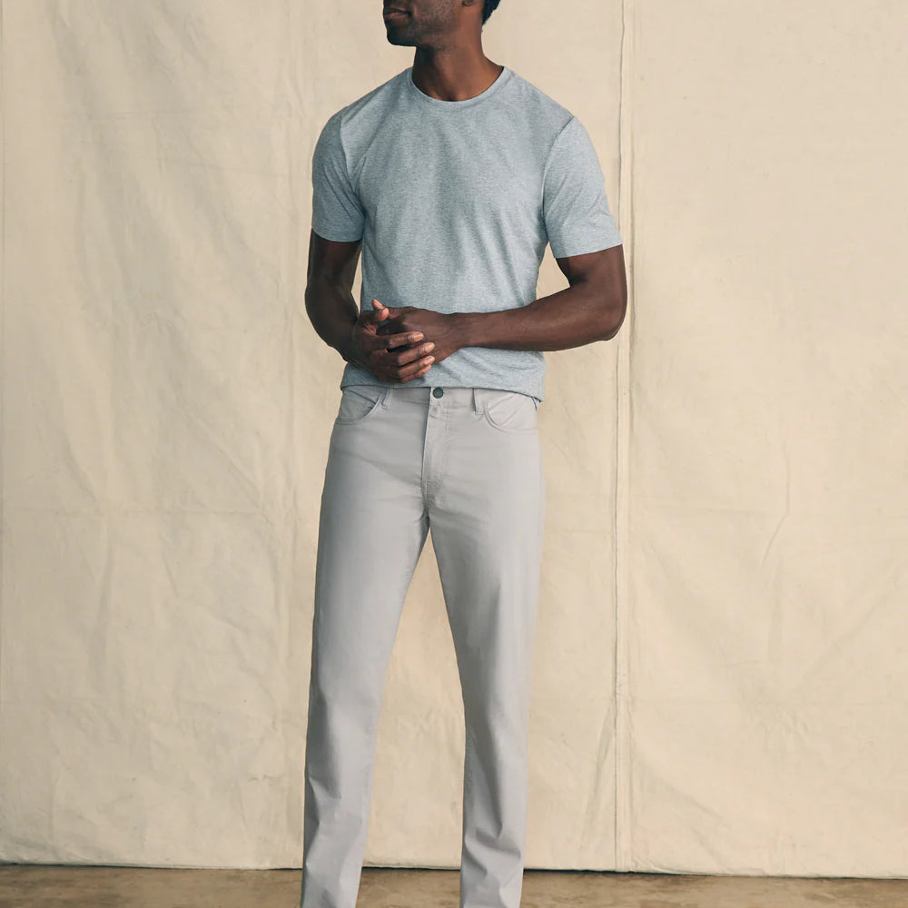 The men's Movement 5-Pocket Pant by Faherty, in the color Fossil
