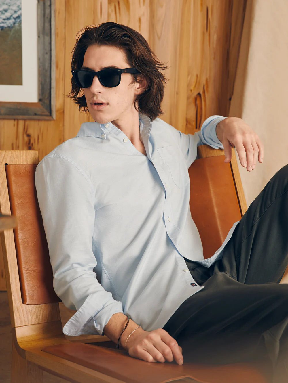 Faherty's Supima Oxford Shirt in the color Blue Heather