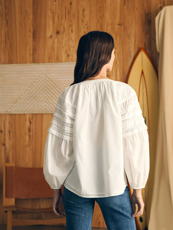 Back view of Faherty's Enna Top in White