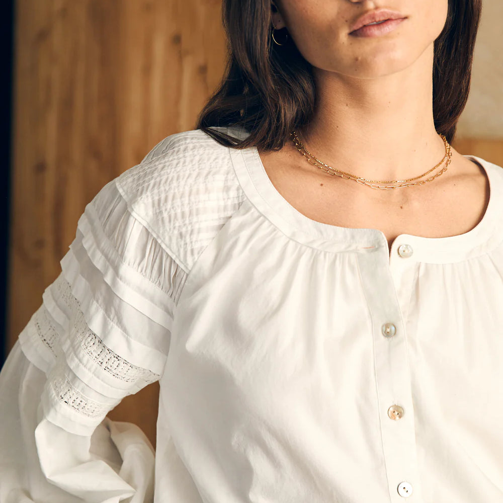 
                      
                        Front detail view of Faherty's Enna Top in White
                      
                    