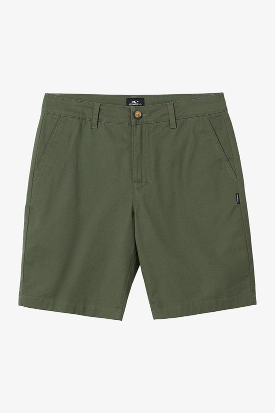 Front flay lay view of the O'Neill Jay Stretch 20" Chino Shorts in the color Olive