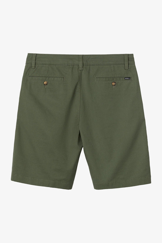 Back flat lay view of the O'Neill Jay Stretch 20" Chino Shorts in the color Olive