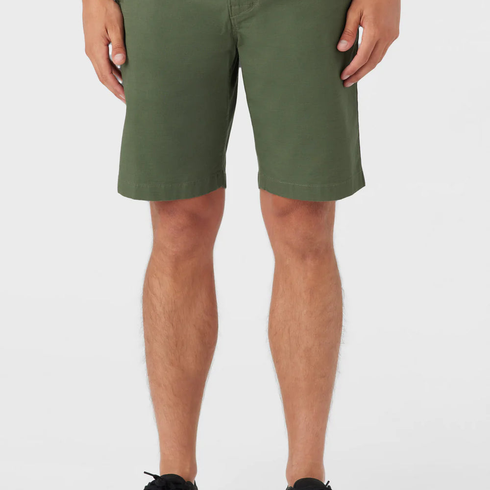 Front view of the O'Neill Jay Stretch 20" Chino Shorts in the color Olive