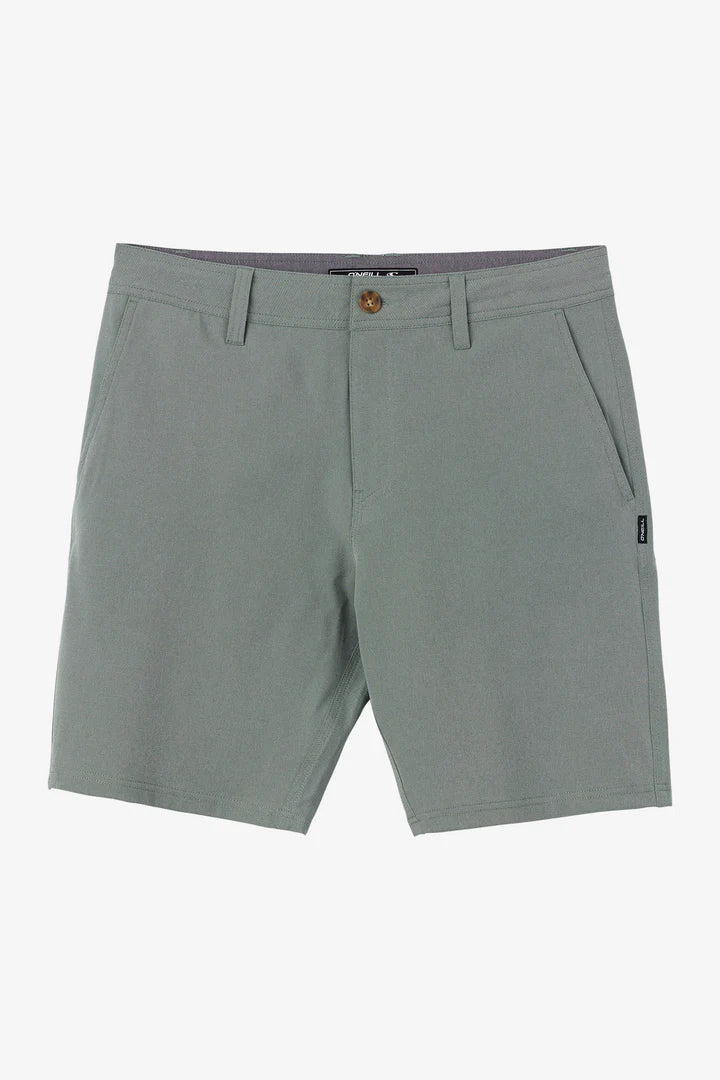 Front view of the Olive Reserve Light Check 19" Hybrid Shorts by O’Neill