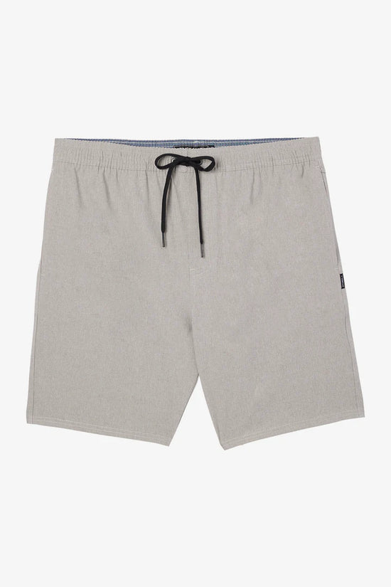 Front view of the Light Gray Reserve Elastic Waist 18" Hybrid Shorts by O’Neill