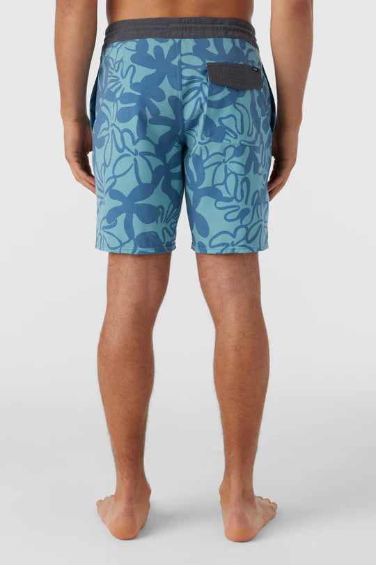 Back view of the Scrub Blue Print Cruzer 18" Boardshorts by O’Neill