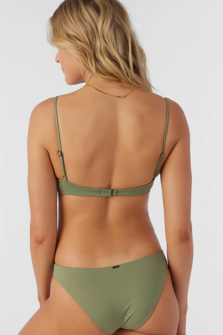 Back view of the O'Neill Saltwater Solids Pismo Bralette Bikini Top in the color Oil Green