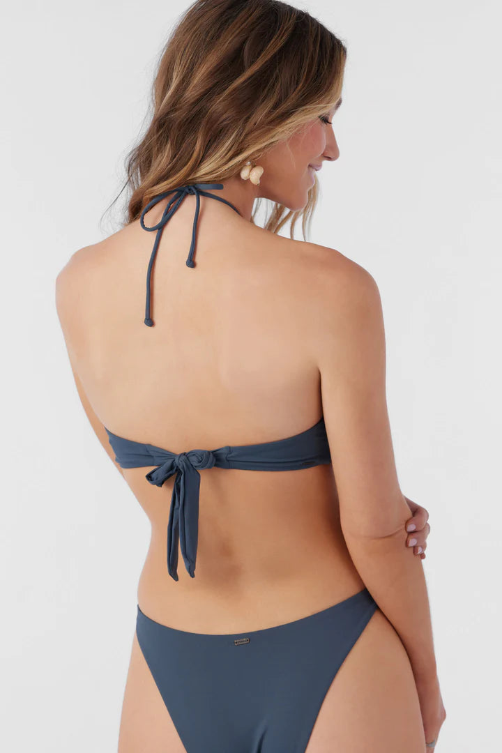 Back view of the O'Neill Saltwater Solids Embry Bikini Top in the color Slate
