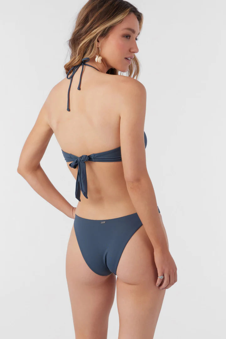 Back view of the O'Neill Saltwater Solids Flamenco High Cut Bikini Bottoms in the color Slate