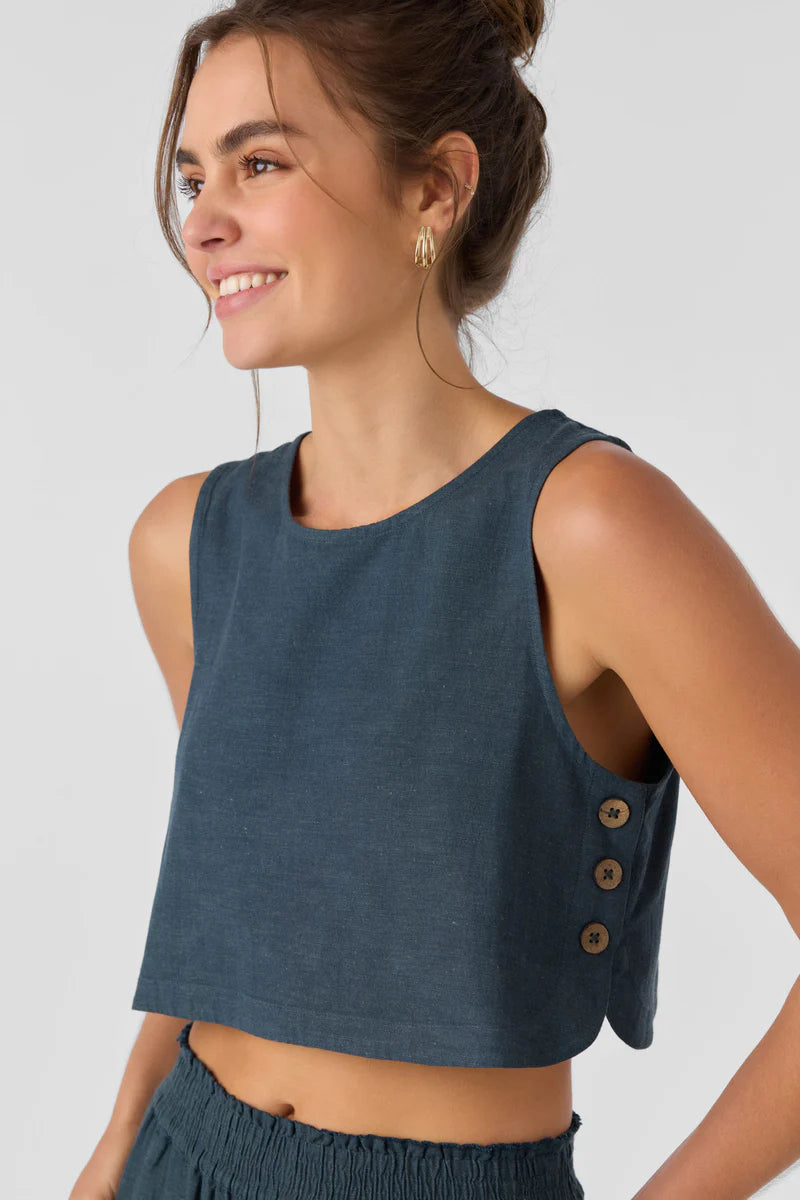 Find the cropped Sanders Linen Top by O'Neill at Harbour Thread for your next vacation getaway