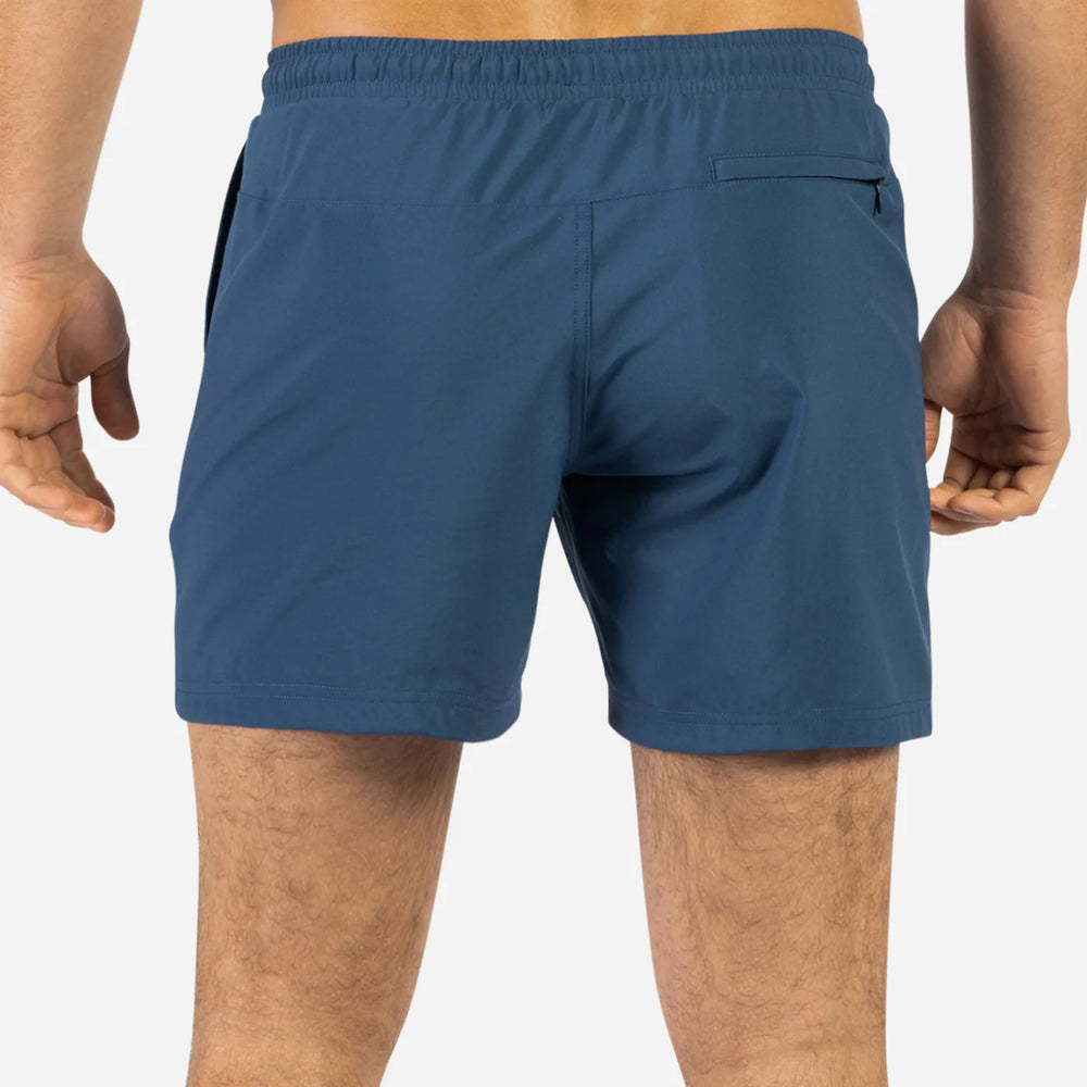 
                      
                        Back view of BN3TH's Agua Volley 2N1 Swim Short 5" in the color Navy
                      
                    