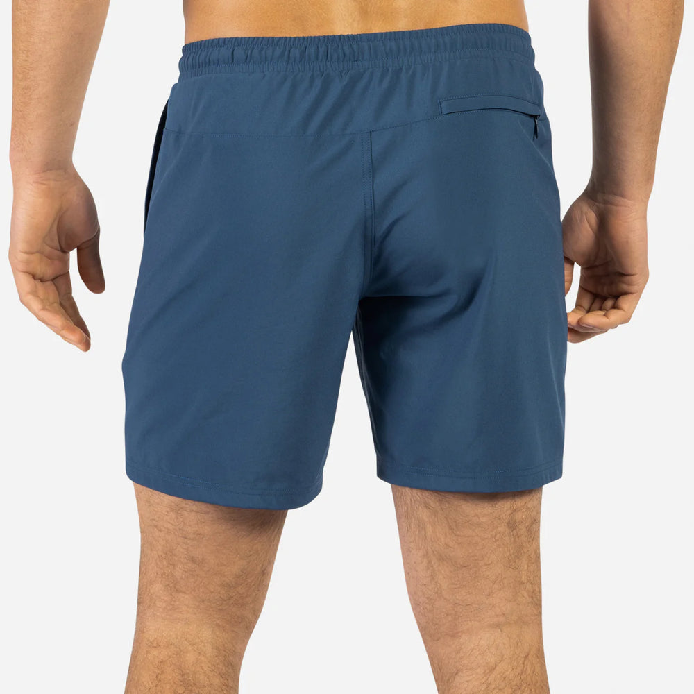 
                      
                        Back view of BN3TH's Agua Volley 2N1 Swim Short 7" in the color Navy
                      
                    