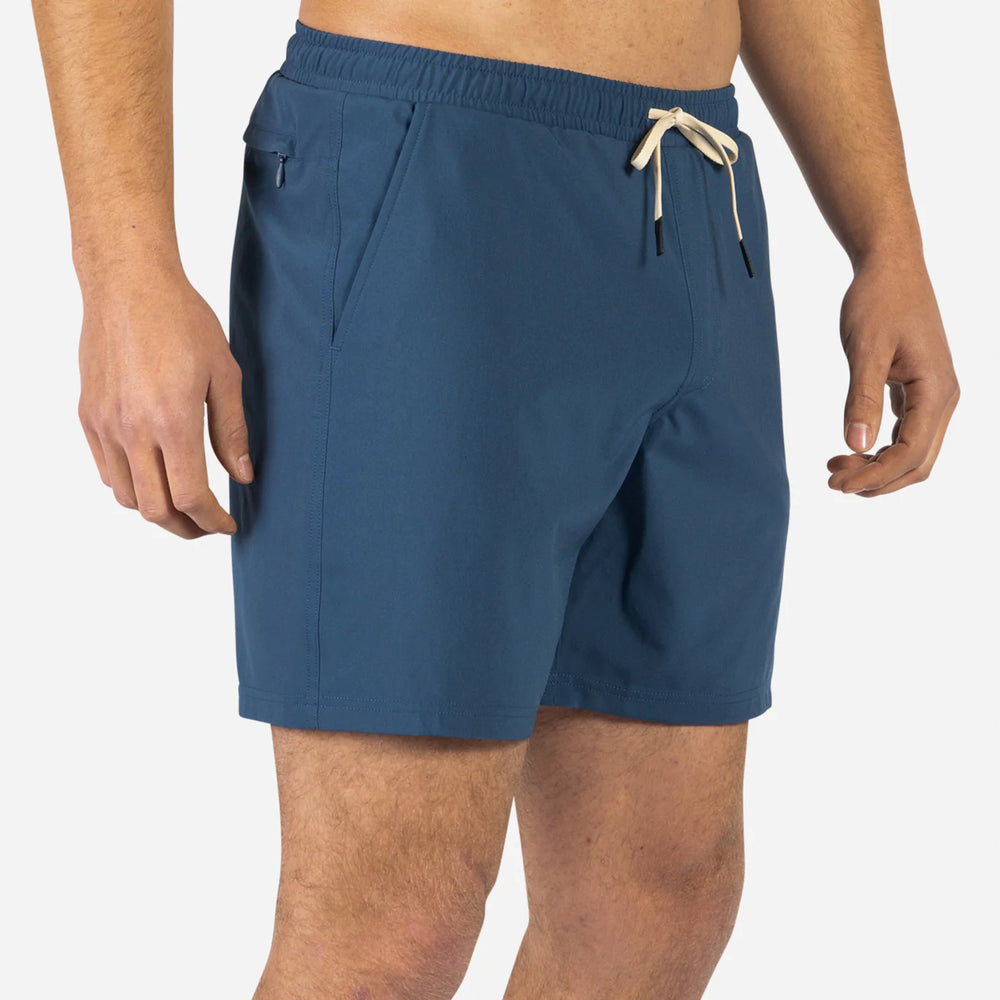 
                      
                        Side view of BN3TH's Agua Volley 2N1 Swim Short 7" in the color Navy
                      
                    