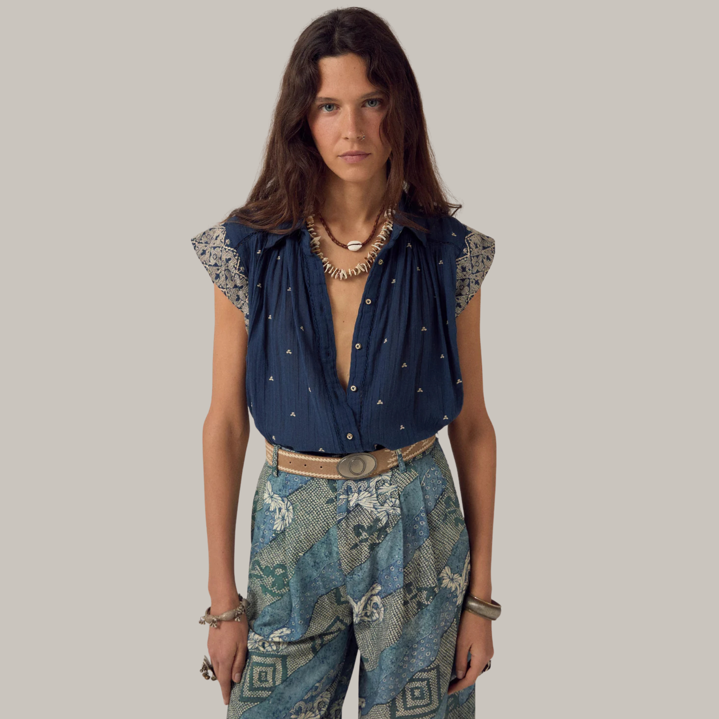 Maison Hotel Karina Sleeveless Shirt, now at Harbour Thread boutique. 