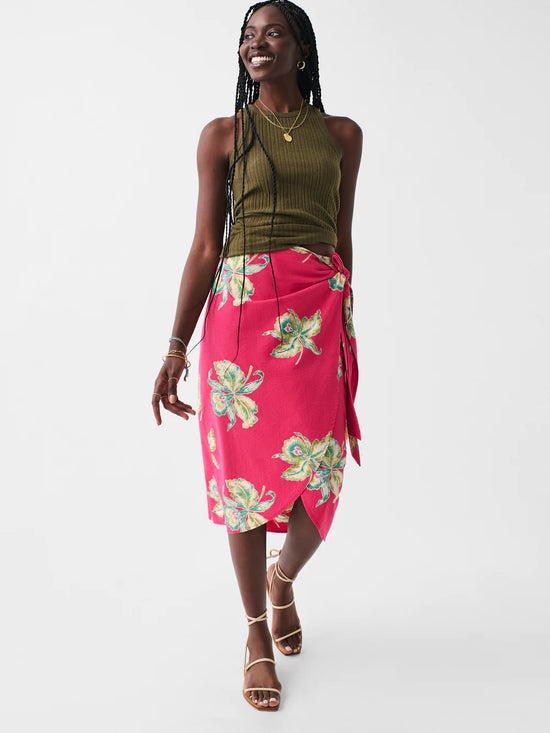 Faherty Pacifica Seersucker Wrap Skirt - Orchid Blossom