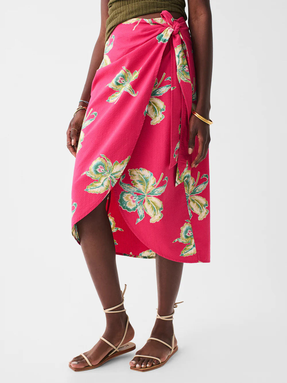 Faherty Pacifica Seersucker Wrap Skirt - Orchid Blossom