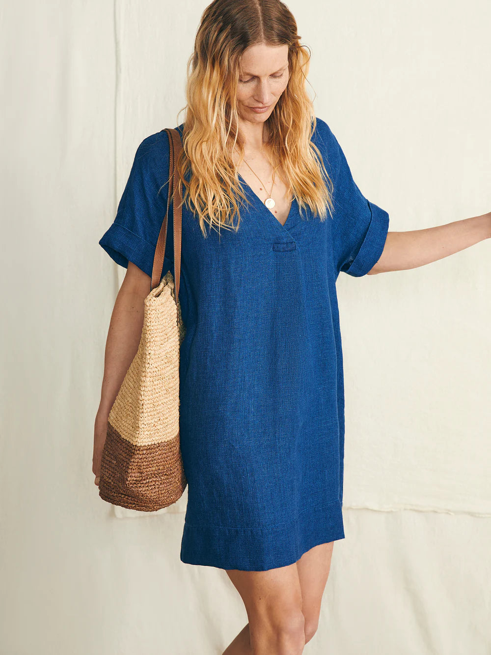 The Indigo Sanibel Basketweave Dress by Faherty