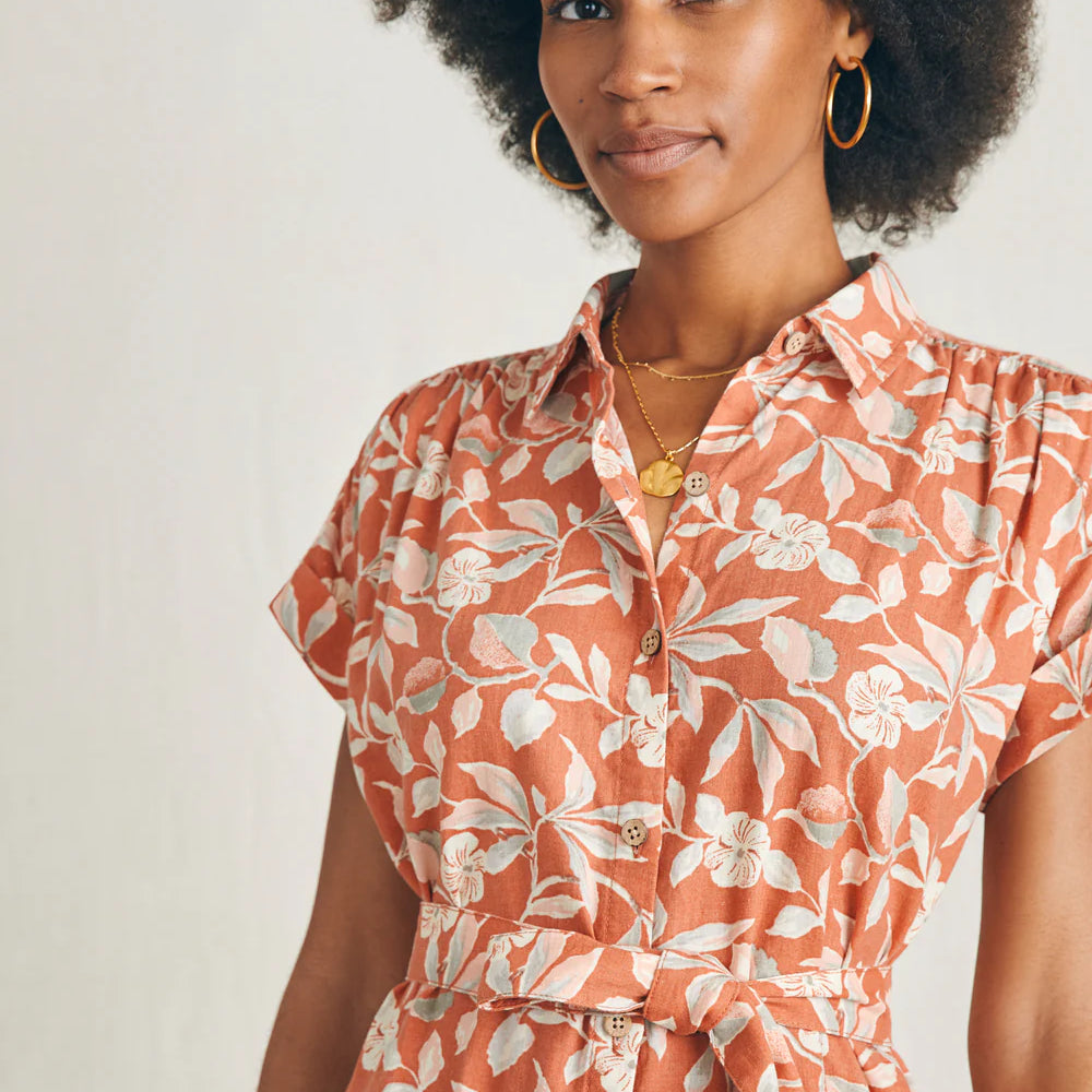 
                      
                        Front detail on the Ginger Floral Breeze Shirtdress by Faherty
                      
                    