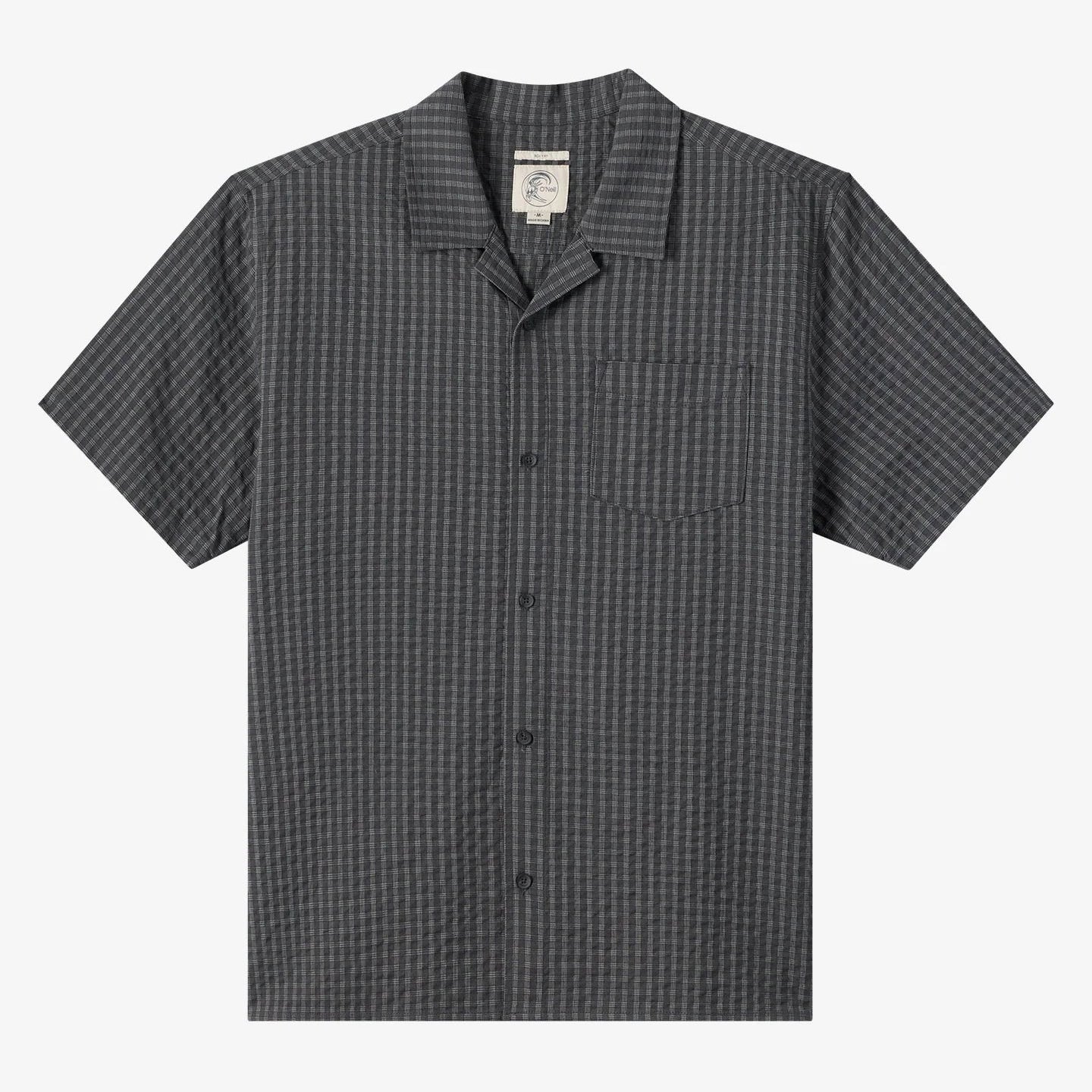 O'Neill O'Riginals Seersucker Plaid Shirt in Dark Shadow, now available at Harbour Thread men's store