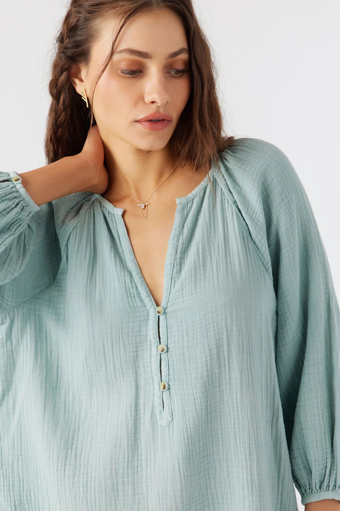 Front detail on the Krysten Double Gauze Tunic Cover-Up by O’Neill