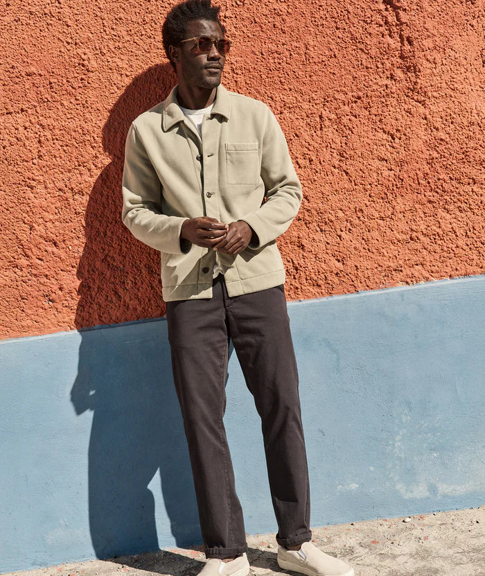 Marine Layer's Washed Black Saturday Slim Straight Twill Chino pants at Harbour Thread. 