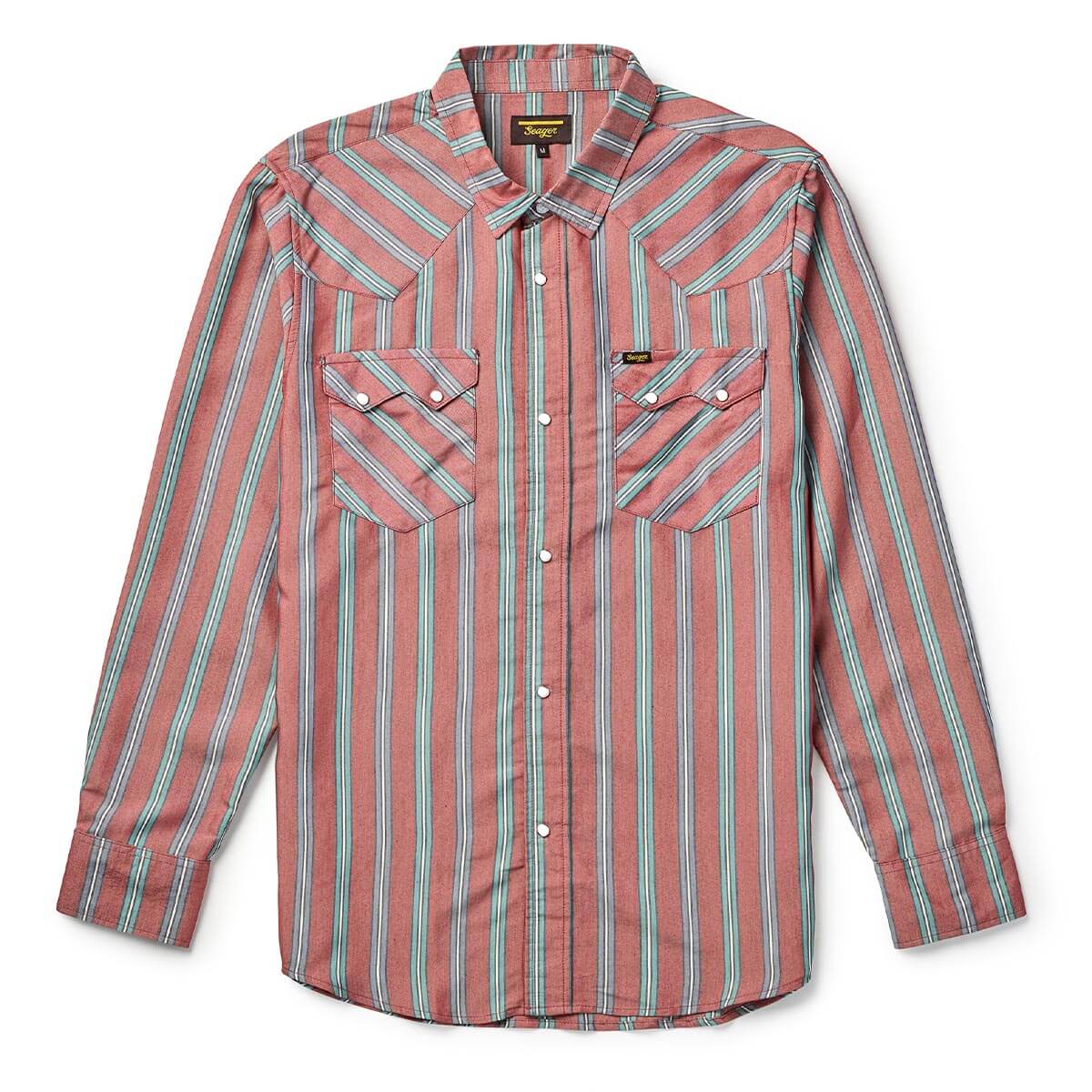 The Seager Sawtoof Long Sleeve Shirt in Red Rock Stripe