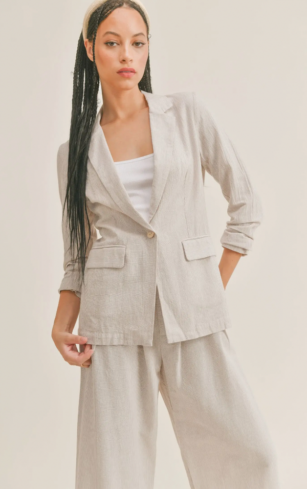 
                      
                        Traveler Striped Linen Blazer
                      
                    