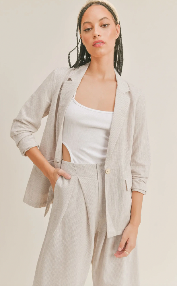 
                      
                        Traveler Striped Linen Blazer
                      
                    