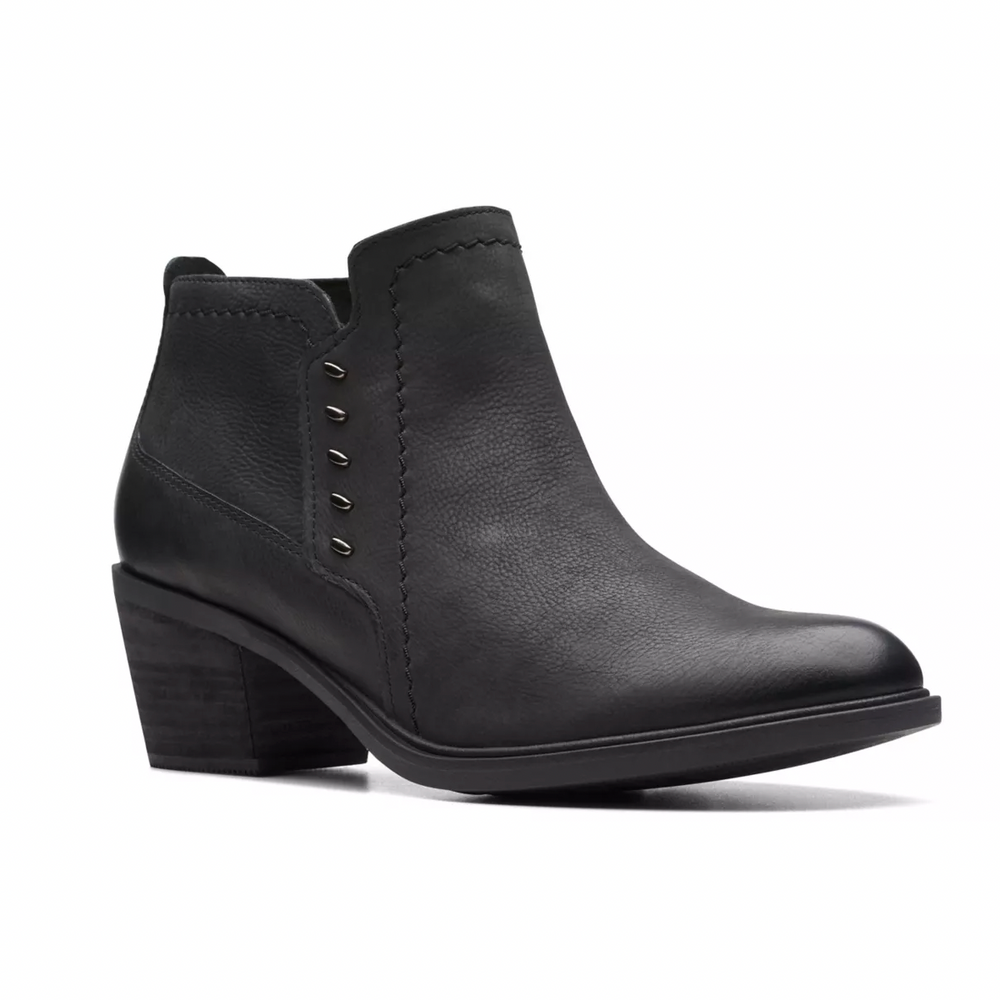 Clarks Neva Lo Ankle Boot - Black Leather