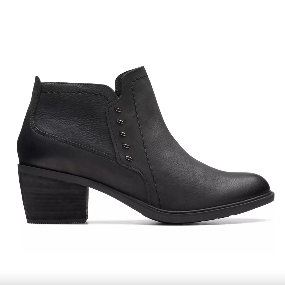 Clarks Neva Lo Ankle Boot - Black Leather