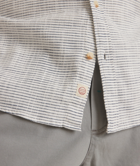 Close up detail view of men's button up shirt