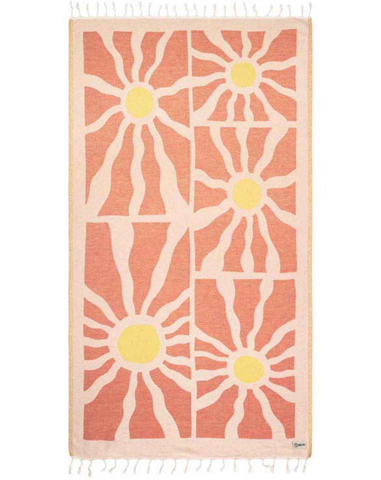 Unfolded view of the Sunny Days beach towel by Sand Cloud.