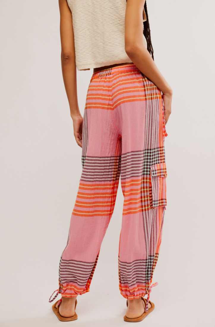 Back view of Free People Crafted Cargo Pant in the color Pink Combo