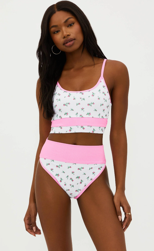 Beach Riot's Eva Top in the color Peony Blossom Colorblock