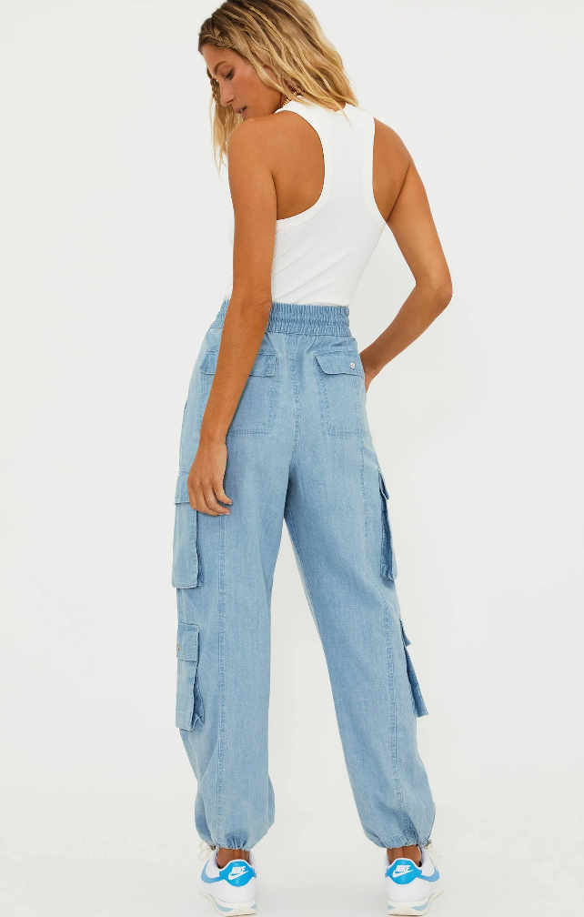 Back view of Beach Riot's Cassius Pant in the color Denim Daze