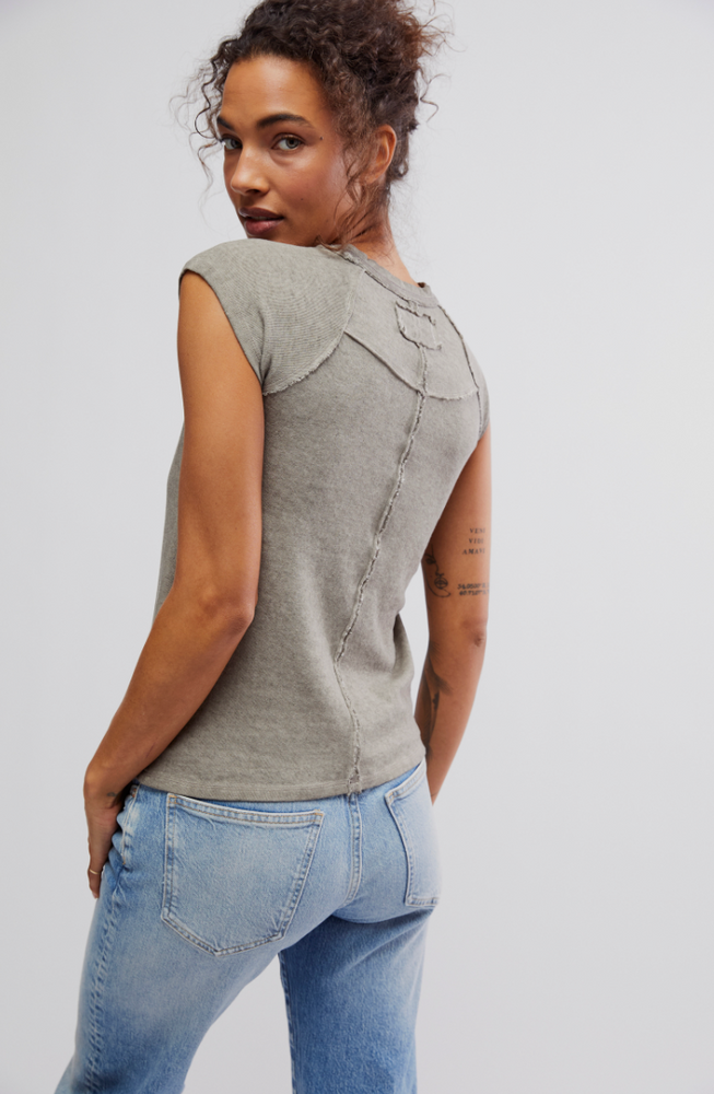 Back view of Free People's Riley Tee in the color Brown