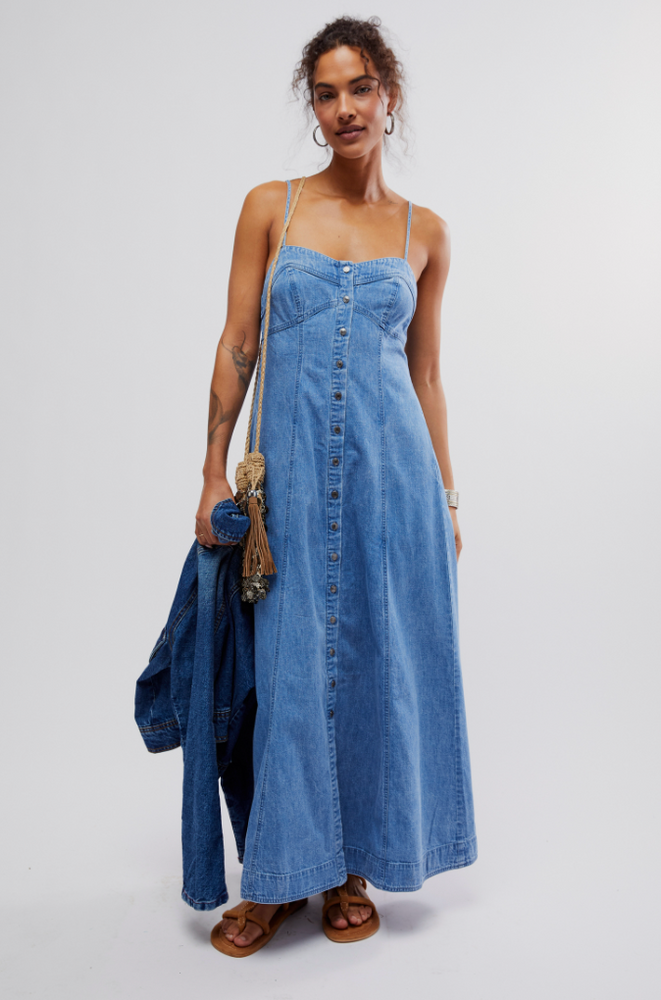 Free People's Just Jill Maxi Dress in the color Copen