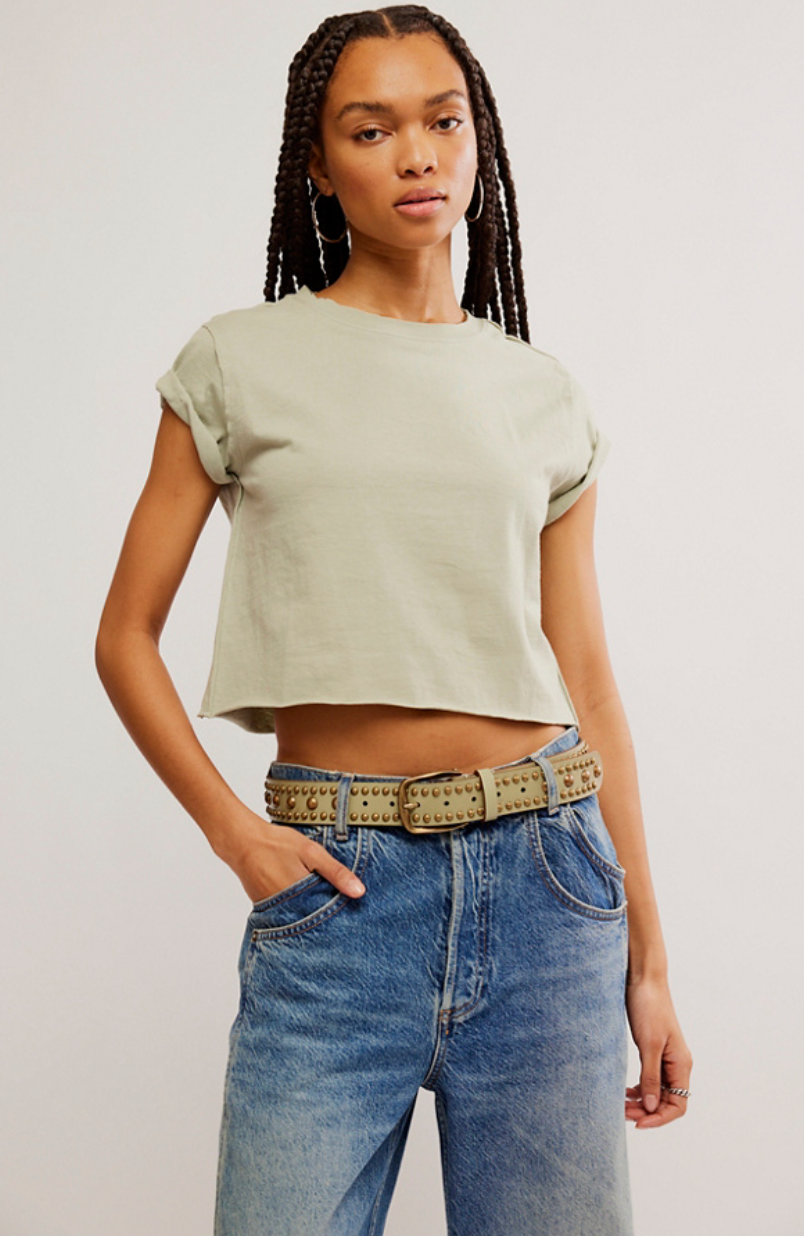 Free People's The Perfect Tee in the color Green Tea Leaves