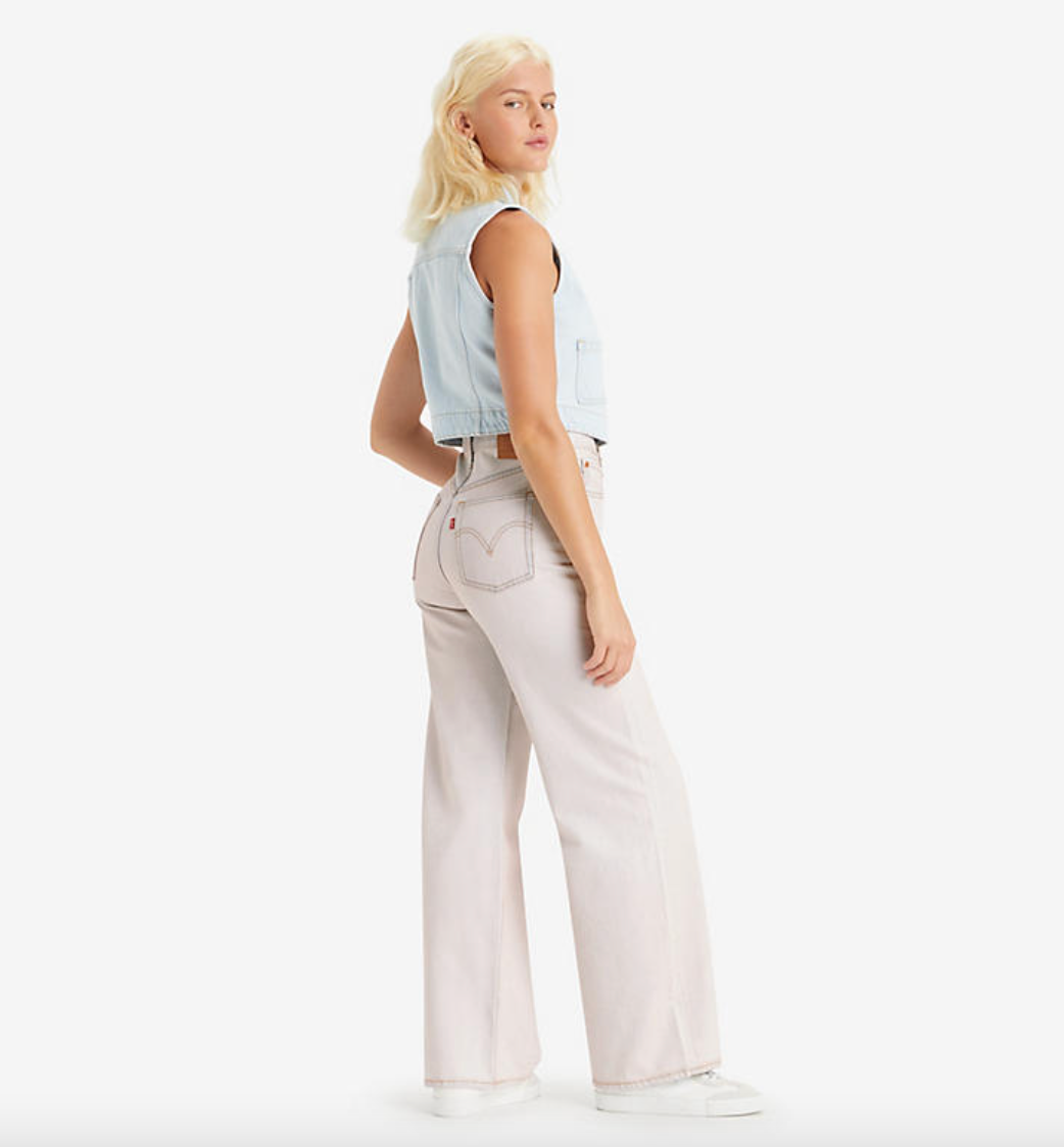 Back view of Levi's Ribcage Wide Leg Women's Jeans in the light wash Fairy Dust Dreams