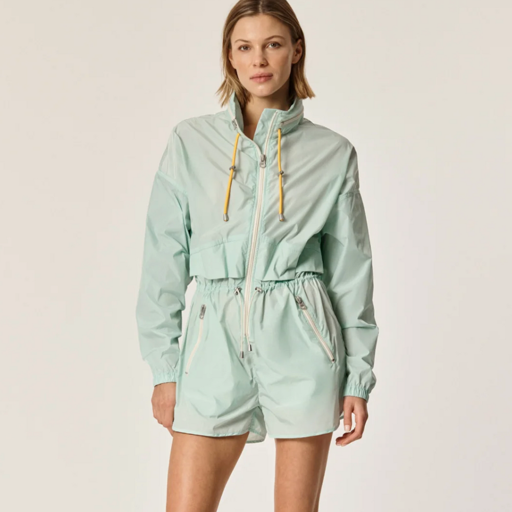 Oncept's Brooke Utility Romper in the color Aqua Chill