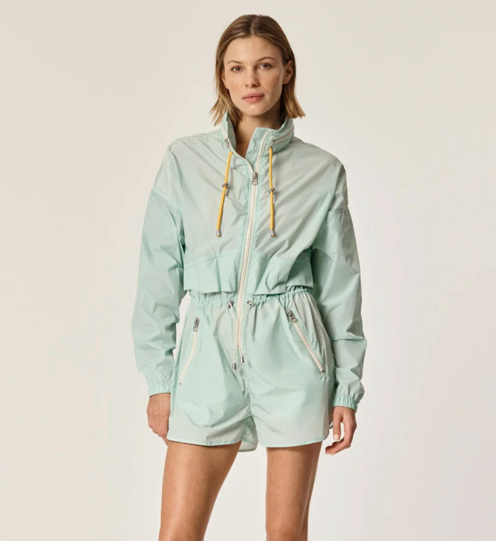 Oncept's Brooke Utility Romper in the color Aqua Chill