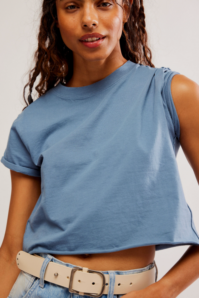 
                      
                        Front detail on Free People's The Perfect Tee in the color Denim Grey
                      
                    