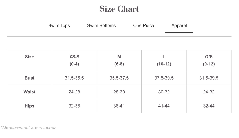 
                      
                        PQ Swim's apparel size chart
                      
                    