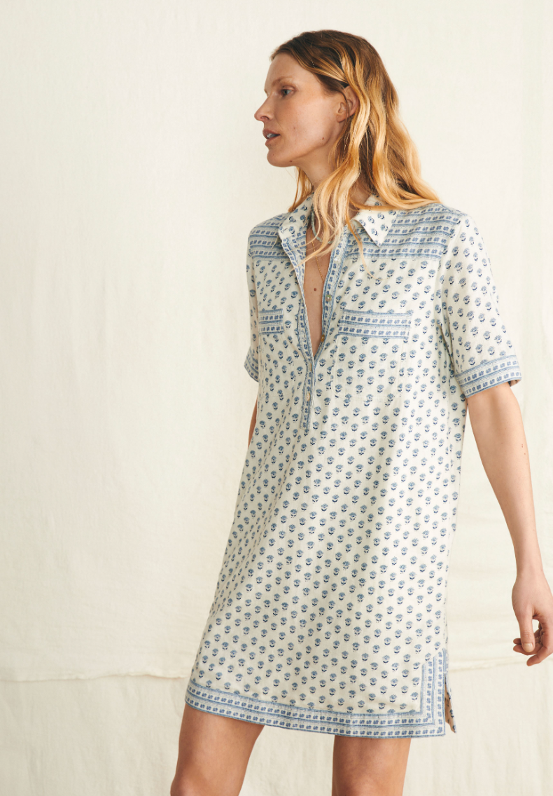 Faherty Rae Dress - White Lotus Floral Print