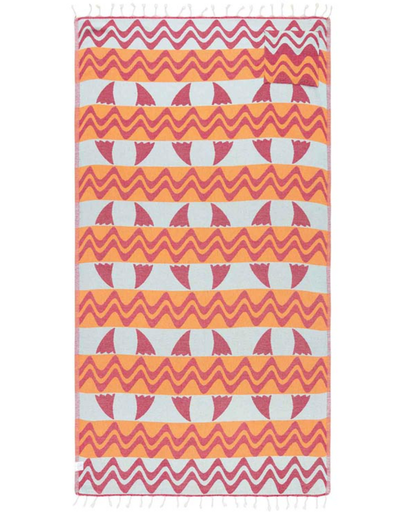 Reverse side of the Boho Fin Zipper Pocket Organic Turkish Cotton Beach Towel by Sand Cloud