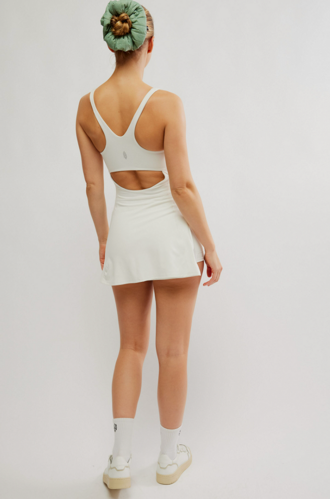 Back view of the White Never Better Mini Dress by Free People