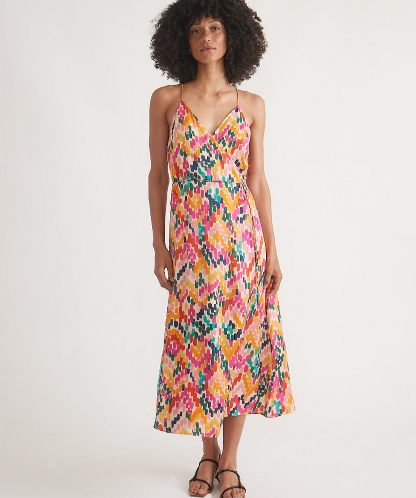 
                      
                        Front view of the Bright Watercolor Archive Emma Wrap Dress by Marine Layer
                      
                    